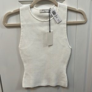 Aritzia Babaton Sculpt Knit Racer Tank White